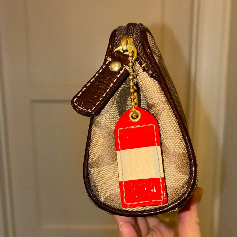NEW Y2K VINTAGE Coach SIGNATURE HERITAGE STRIPE MAKEUP BAG COSMETICS TOILETRY